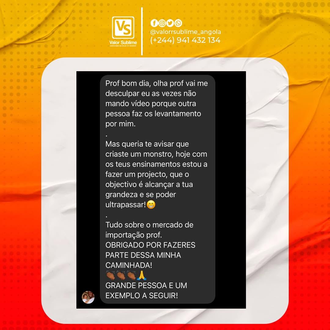 Estudante agradecendo os ensinamentos sobre o mercado de importação